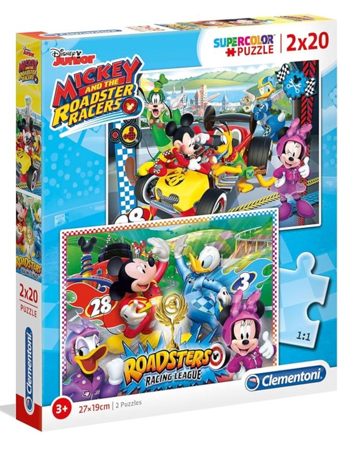 Clementoni Puzzle Super Color Mickey and the Roadster Racers 2x20 (27 x 19 CM) - For Age 3 Years Old - Image 3