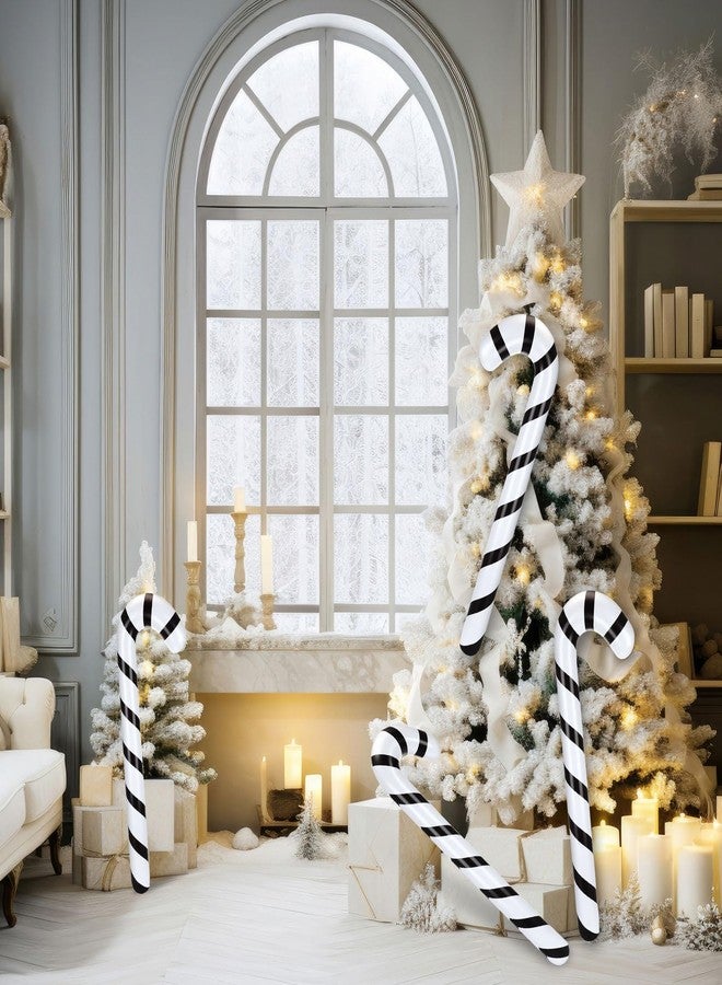 Gejoy 2 Pcs 35 Inch Inflatable Christmas Candy Canes Decorations Black White Christmas Candy Canes Balloons Pool Floats for Indoor and Outdoor Xmas Decors - Image 4