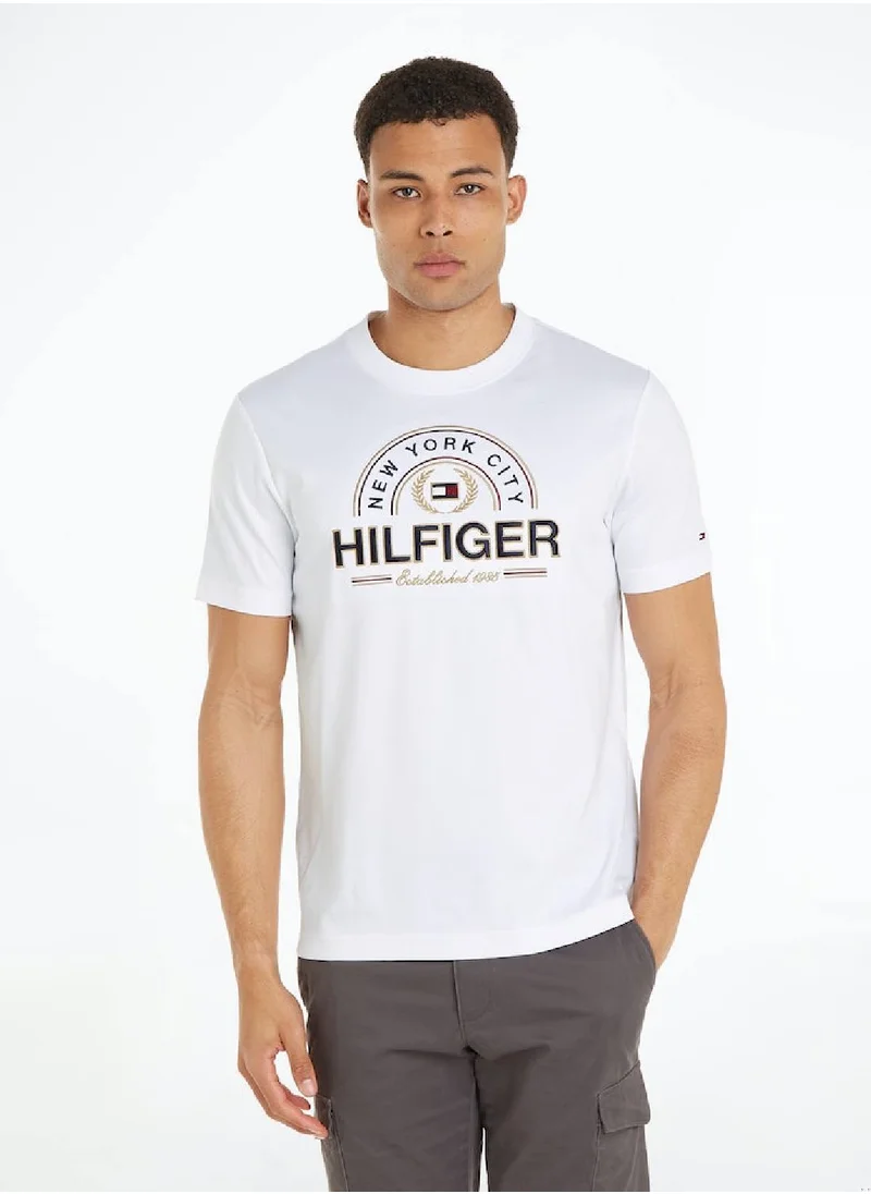 TOMMY HILFIGER Men's Icon Hilfiger T-Shirt - Cotton, White