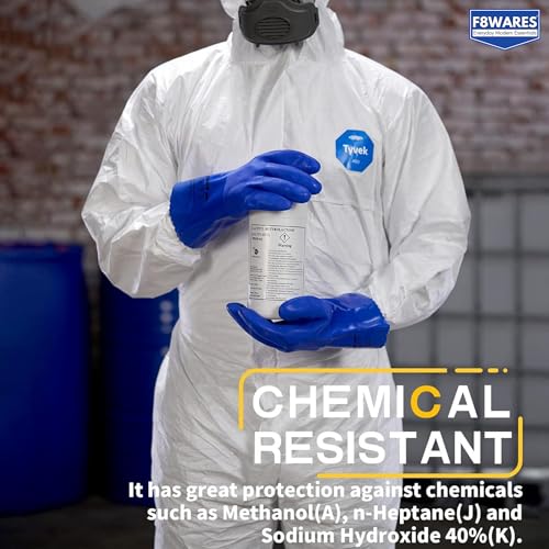 F8WARES 10 Inch Long PVC Chemical Resistant Work Gloves, Acid Alkali Solvent Oil Aging Abrasion Resistance, Industrial & Agricultural grade for Cleaning, Working, Painting, Heavy Duty Rubber Gloves - Image 4