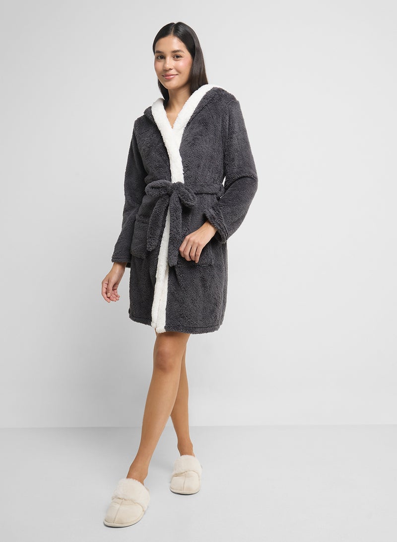 Ginger Plush Terry Robe With Contrast Trim  - Image 4