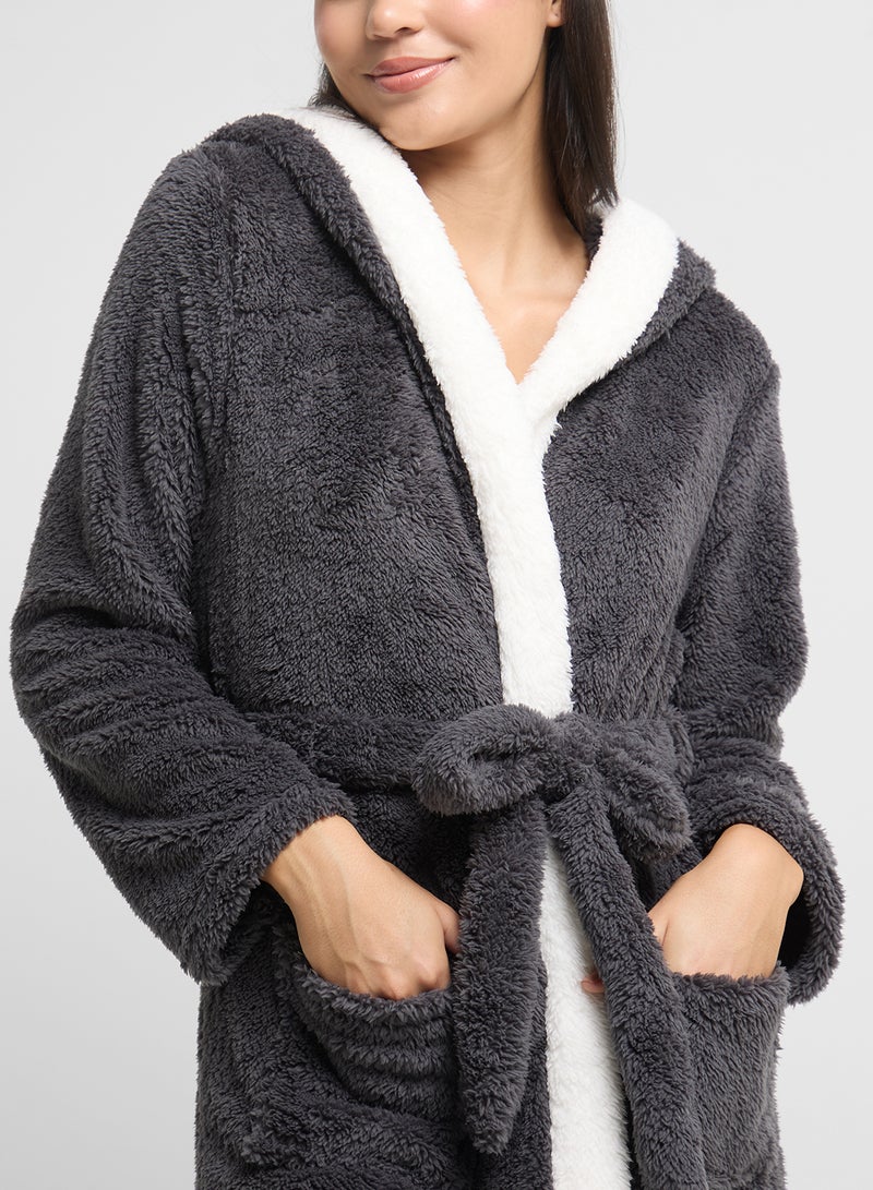 Ginger Plush Terry Robe With Contrast Trim  - Image 3