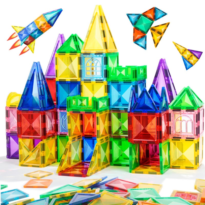 TOKBLOK 64Pcs Clear Diamond Magnetic Tiles STEM Educational Building Blocks Toys for 36 Year Old Boys Girls Ideal for Toddler Early Development Starter Set - Image 4