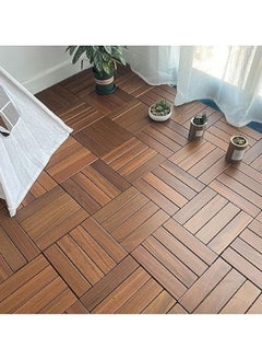 لينجوي بلاط أرضيات خشبي 30×3×30 سم، بلاط أرضيات خشبي، بلاط أرضيات مكتبي، بلاط أرضيات منزلي، بلاط اصنعه بنفسك، بلاط حدائق، عبوة من 10 قطع  - Image 1