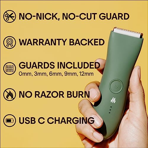 MERIDIAN The Trimmer Premium - Body Hair Trimmer & Electric Shaver for Men and Women for Pubic Hair, Chest, Legs & Bikini Line, Waterproof & Rechargeable, Sage - Image 4