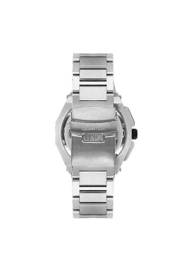 Quantum Men's Quartz Movement Watch, Chronograph Display and Metal Strap - HNG1011.360, Silver