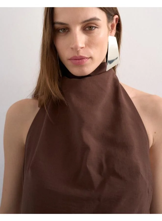 توب شوب فستان ماكسي منسوج بدون أكمام بياقة هالتر كاجوال