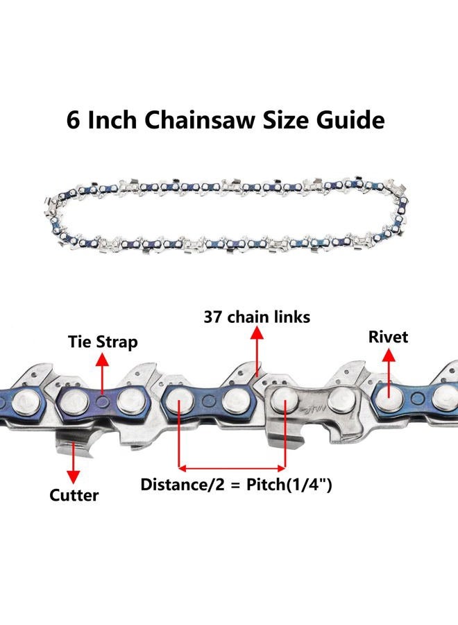 AccEncyc 6 Inch Mini Chainsaw Chain Replacement 4 PCS Chains for 6 Inch Bar-043" Gauge, 1/4" LP Pitch,Fits Seesii And All Brands Mini Chainsaw Battery Powered Chainsaw and Hand Held Chain Saw(37 Drive Links) - Image 4