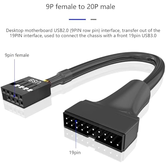 rayihni USB3.0 TO USB 2.0 CONVERSION CABLE 19/20PIN TO 9 PIN FOR MOTHERBOARDS HEADER CONNECTION - Image 3