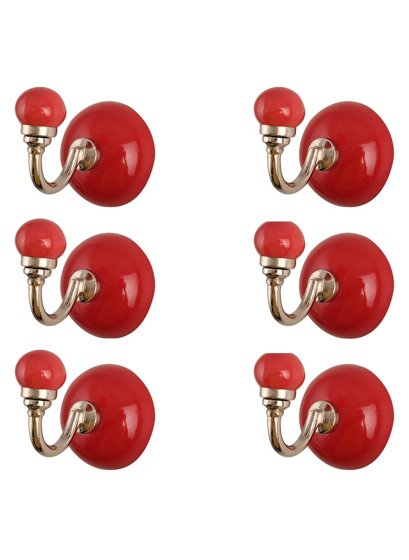 Indian-Shelf IndianShelf Ceramic Handmade Solid Hooks Key Hangers Coat Wall Hanging Towel Mount 225 Inch Red Standard WWH4711  - Image 1
