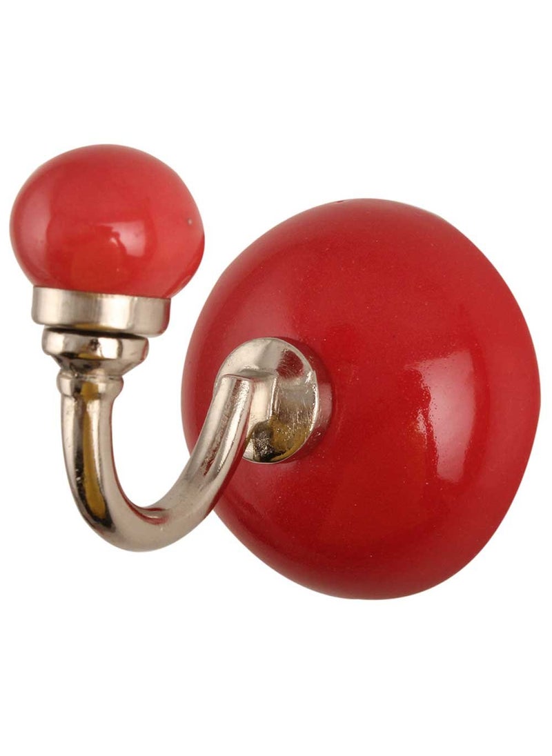 Indian-Shelf IndianShelf Ceramic Handmade Solid Hooks Key Hangers Coat Wall Hanging Towel Mount 225 Inch Red Standard WWH4711  - Image 3