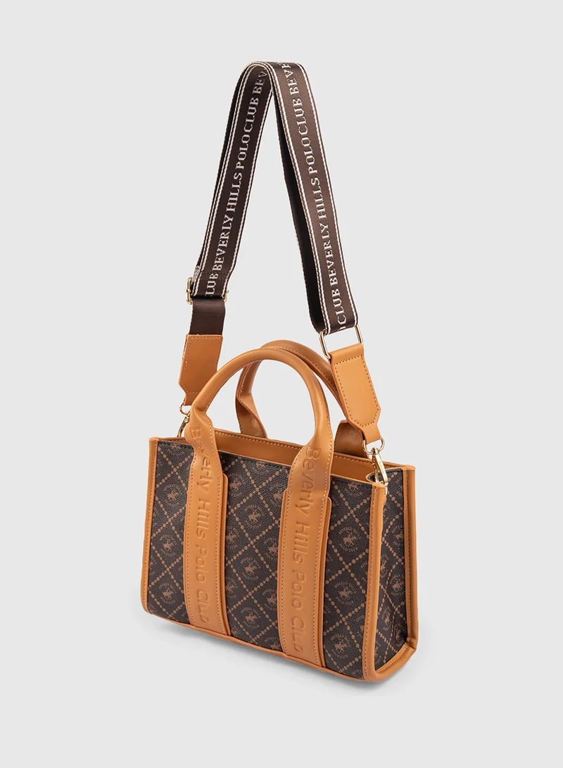 BEVERLY HILLS POLO CLUB Logo Patterned Tote Bag