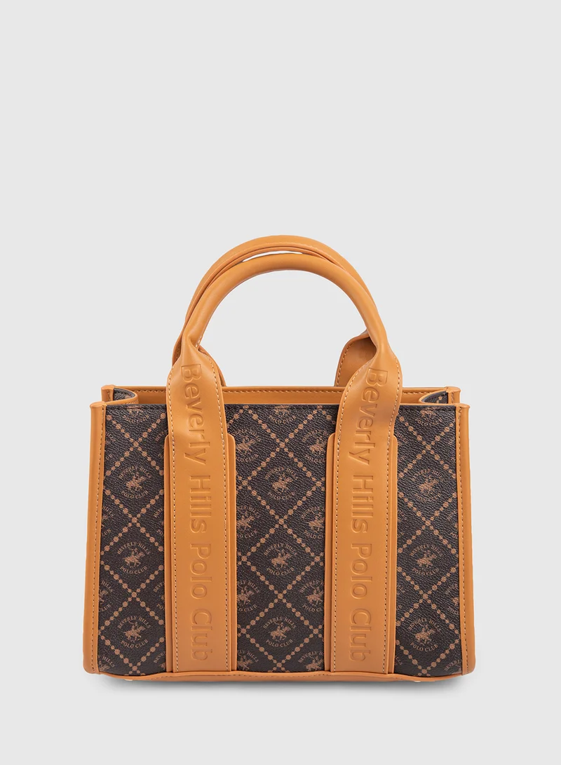 BEVERLY HILLS POLO CLUB Logo Patterned Tote Bag