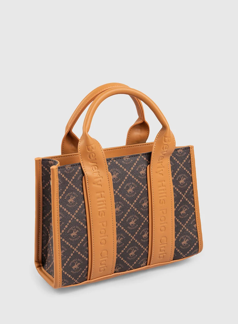 BEVERLY HILLS POLO CLUB Logo Patterned Tote Bag