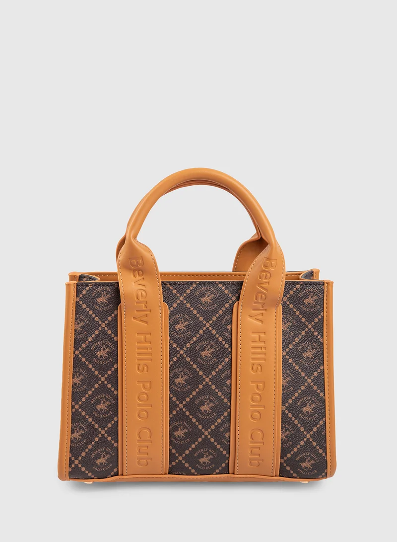 BEVERLY HILLS POLO CLUB Logo Patterned Tote Bag