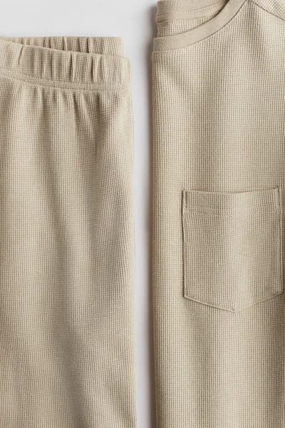 H&M 2-Piece Waffled Jersey Set