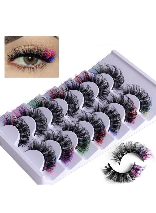 FEITA Colored Lashes 20Mm Strip False Eyelashes With Color Fluffy 8D Thick Volume Eyelash Curly Rainbow Fake Eye Lashes 7 Pairs Multi Pack - Image 3
