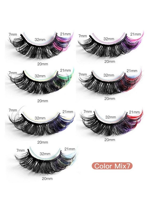 FEITA Colored Lashes 20Mm Strip False Eyelashes With Color Fluffy 8D Thick Volume Eyelash Curly Rainbow Fake Eye Lashes 7 Pairs Multi Pack - Image 4
