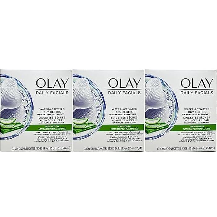 OLAY Daily Gentle Clean 5-in-1 Water Activated Cloths, 33 Count (Pack of 3) - Image 1