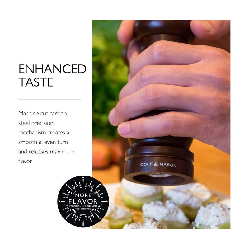 COLE & MASON Capstan Wood Pepper Grinder - Wooden Mill Includes Precision Mechanism, 6.5 inch - Image 4