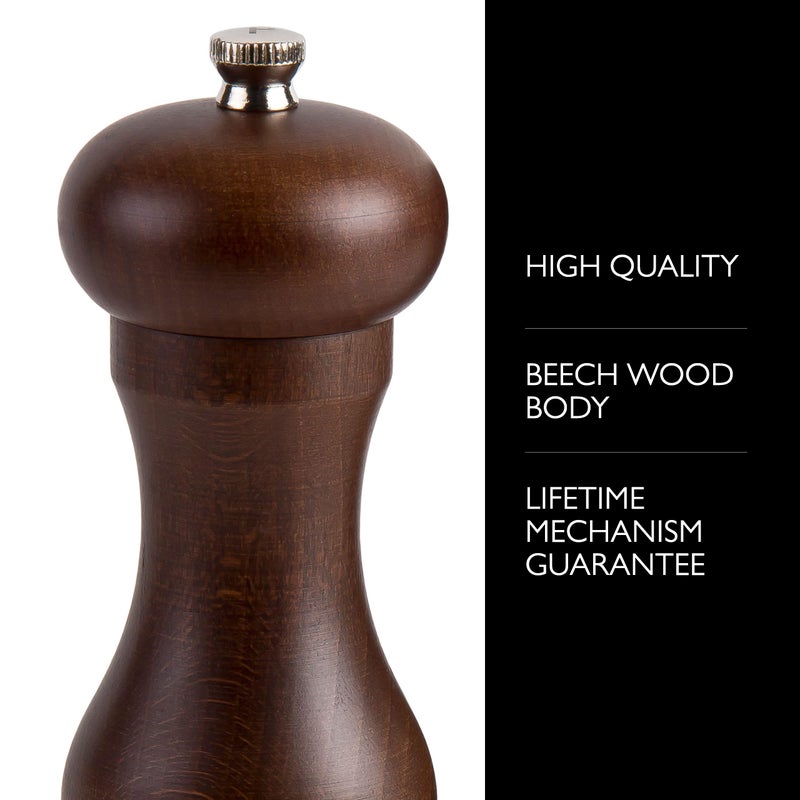 COLE & MASON Capstan Wood Pepper Grinder - Wooden Mill Includes Precision Mechanism, 6.5 inch - Image 2