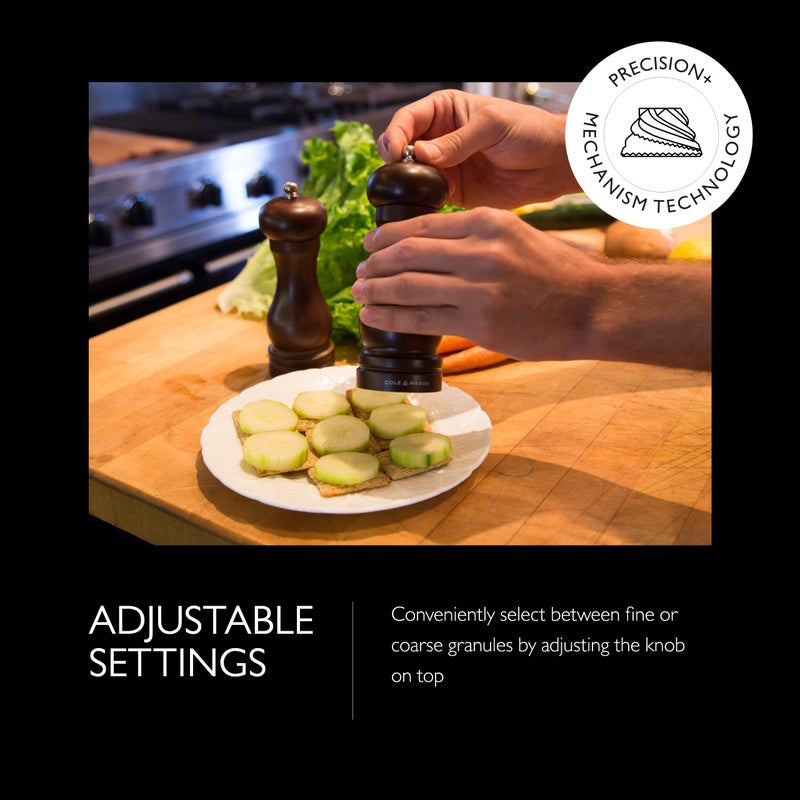 COLE & MASON Capstan Wood Pepper Grinder - Wooden Mill Includes Precision Mechanism, 6.5 inch - Image 3