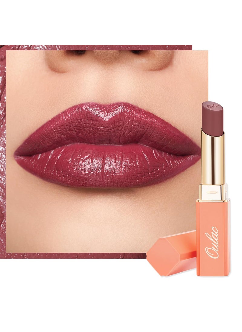 Oulac Oulac Plum Lipsticks for Women Burgundy Matte Lipstick Full Coverage Lip Color Satin Matte Finish Cream Texture Hydrating Infused with Hyaluronic Acid Vegan  Clean Beauty 4g SG08 Bianca 