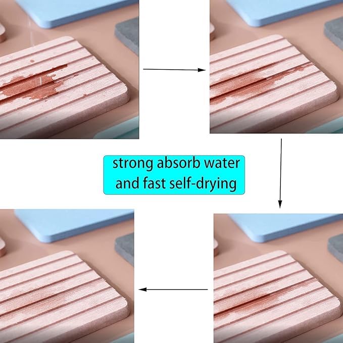 Bitrexup أكواب امتصاص الماء من دياتوميت بيتريكس، حامل صابون من دياتوميت، طبق صابون، حجر امتصاص الماء يستخدم لصابون اليدين والأكواب وزجاجات المشروبات والنباتات وزجاجات التجميل (كبير، 1) - Image 5