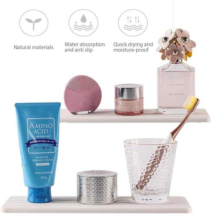 Bitrexup أكواب امتصاص الماء من دياتوميت بيتريكس، حامل صابون من دياتوميت، طبق صابون، حجر امتصاص الماء يستخدم لصابون اليدين والأكواب وزجاجات المشروبات والنباتات وزجاجات التجميل (كبير، 1) - Image 2