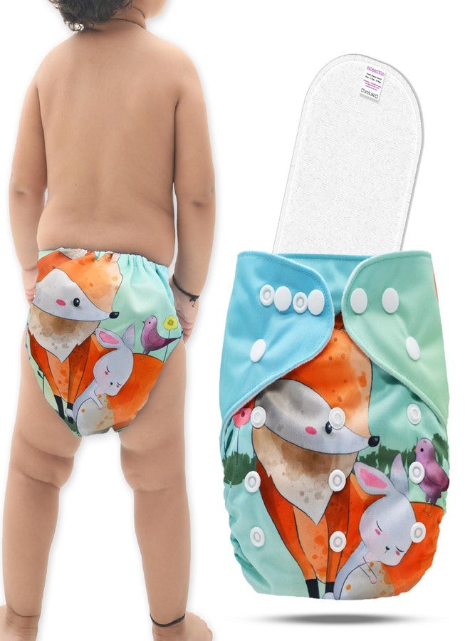 Bembika A Plus Printed Cloth Diaper with 3-Layer Micro Fiber Inserts for Babies Washable & Reusable Cloth Nappies for Baby Leakproof and Wetfree Adjustable Cloth Diapers -(BE2725) - Image 1