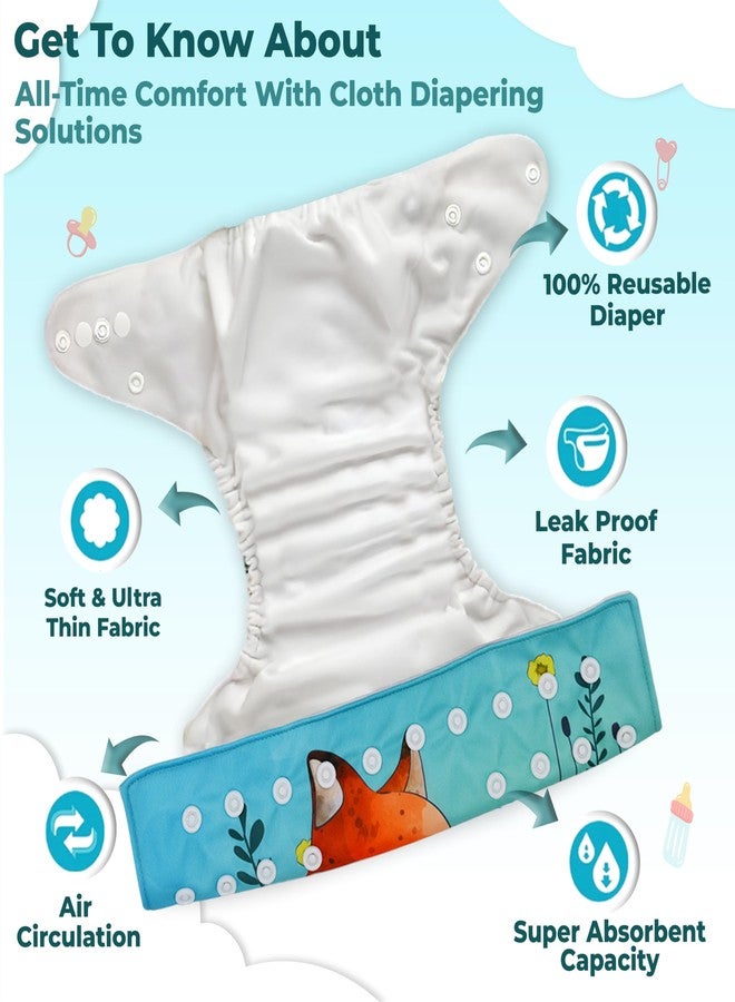 Bembika A Plus Printed Cloth Diaper with 3-Layer Micro Fiber Inserts for Babies Washable & Reusable Cloth Nappies for Baby Leakproof and Wetfree Adjustable Cloth Diapers -(BE2725) - Image 4