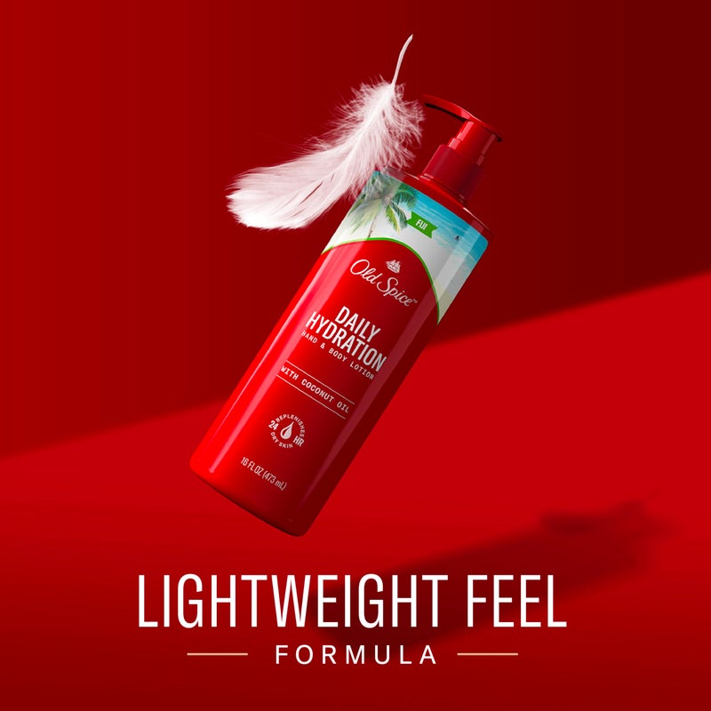 Old Spice Hand & Body Lotion for Men, Daily Hydration, 24/7 Hydration, 24/7 Replenishing Rich Moisture for Dry Skin, Lightweight Formula, Fiji with Coconut Oil Scent, 16 fl (Pack of 4) - Image 2