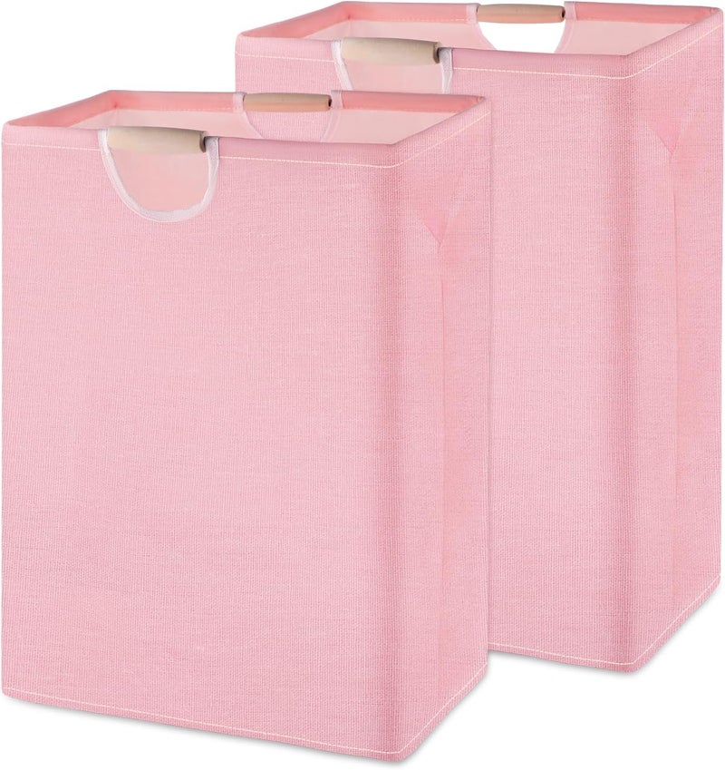 Motroce 2Pack Large Laundry Hampers with Handles, 60L (15.85 Gal) Foldable Laundry Hamper, Freestanding Waterproof Clothes Hamper for Bedroom, Bathroom, Dorm, Laundry Room15.3"L x 10.6"W x 20.8"H(Pink) - Image 1