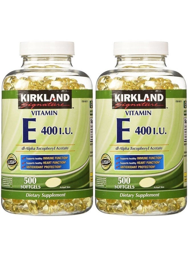 Kirkland فيتامين E من كيركلاند سيغنيتشر 400 وحدة دولية، 500 كبسولة لينة (عبوة من 2) (إجمالي 1000 كبسولة لينة) - Image 1