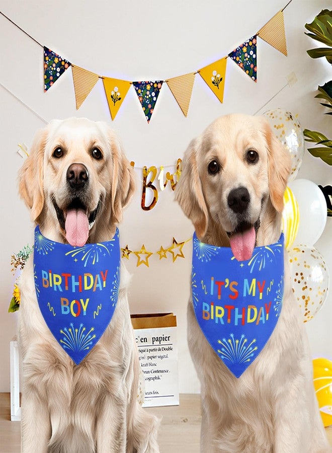 Agroon Boy Dog Birthday Bandana Blue Large 1PCS, Durable Triangle Reversible Scarf Bibs Handkerchief for Puppy Pet - Image 4