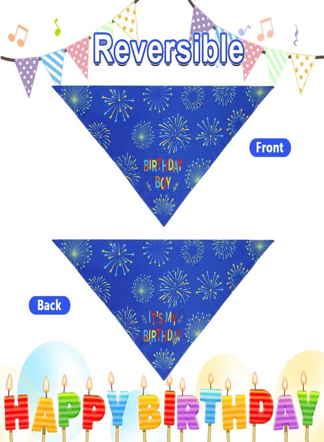 Agroon Boy Dog Birthday Bandana Blue Large 1PCS, Durable Triangle Reversible Scarf Bibs Handkerchief for Puppy Pet - Image 5