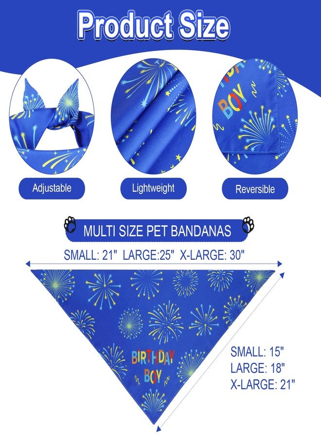 Agroon Boy Dog Birthday Bandana Blue Large 1PCS, Durable Triangle Reversible Scarf Bibs Handkerchief for Puppy Pet - Image 3