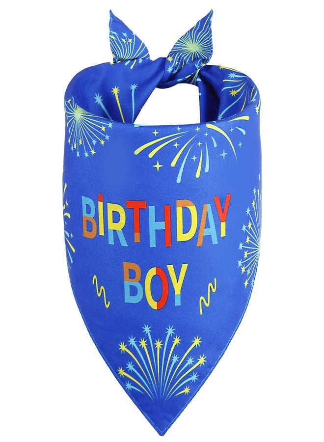 Agroon Boy Dog Birthday Bandana Blue Large 1PCS, Durable Triangle Reversible Scarf Bibs Handkerchief for Puppy Pet - Image 1