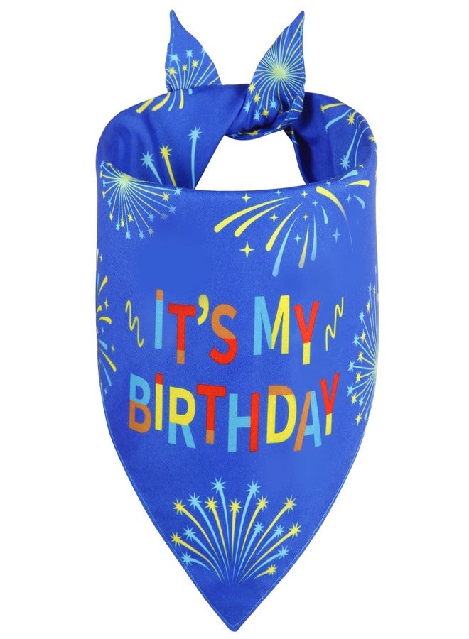 Agroon Boy Dog Birthday Bandana Blue Large 1PCS, Durable Triangle Reversible Scarf Bibs Handkerchief for Puppy Pet - Image 2