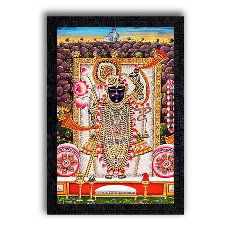 PNF Shrinathji Temple Nathdwara Painting with Wooden Synthetic Frame (13.5x19 inch, Multicolour , Medium) - Image 5