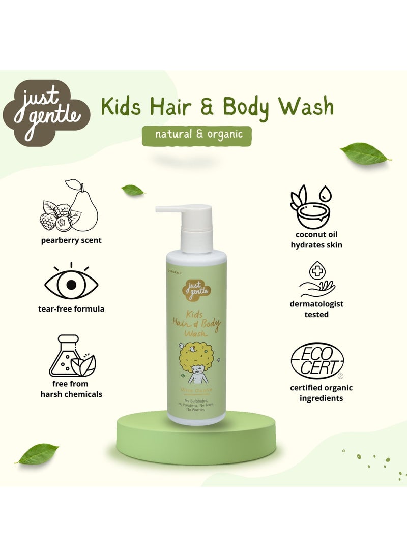 Just Gentle Just Gentle Kids Hair and Body Wash Ultra Gentle - 99% Natural Ingredients, Tear-Free, Nourishing Coconut Oil & Pear-Berry Scent, 200ml  - Image 4