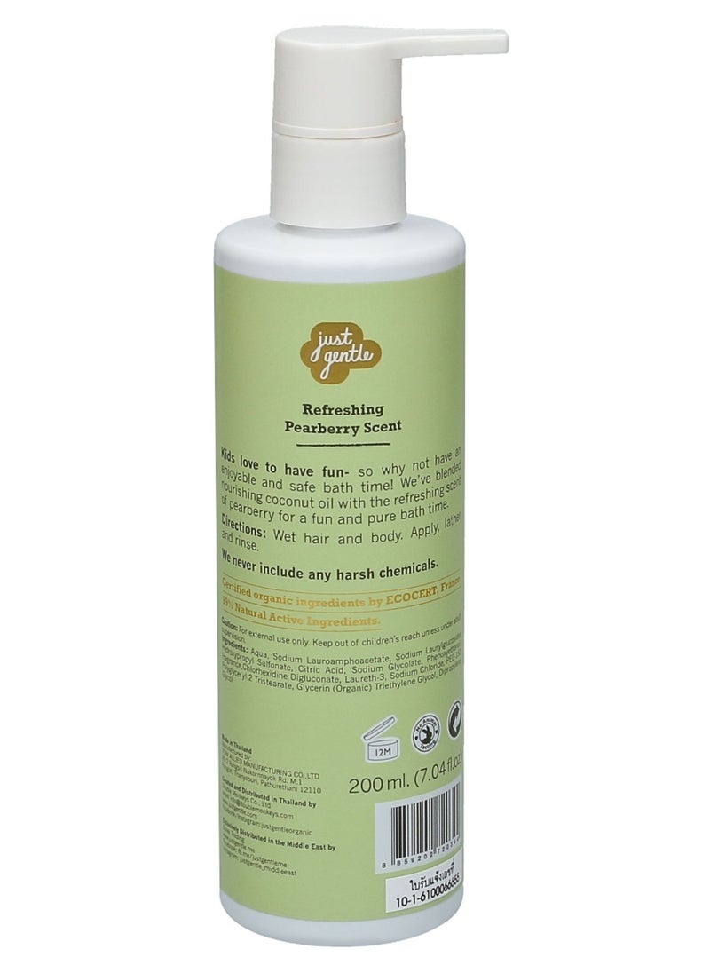 Just Gentle Just Gentle Kids Hair and Body Wash Ultra Gentle - 99% Natural Ingredients, Tear-Free, Nourishing Coconut Oil & Pear-Berry Scent, 200ml  - Image 2