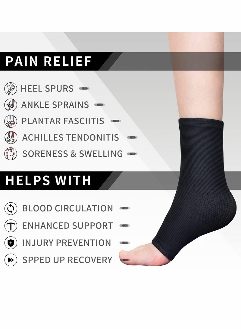 Excefore Black Ankle Support Brace 1 Pair, Plantar Fasciitis Socks, Breathable Anti-Slip Compression Sleeve for Sprained Ankle, Ligament Damage, Achilles Tendonitis, Swelling, Pain Relief, Sports  - Image 3