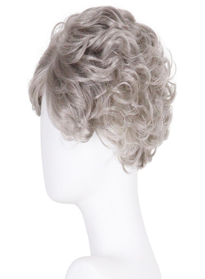 GNIMEGIL Short Curly Silver Gray Wigs for Women in Synthetic Wig with Natural Bangs Soft Lightweight Daily Wear Hair for Cosplay Halloween Costume Older Ladies, Themed Parties and Everyday Style - Image 4