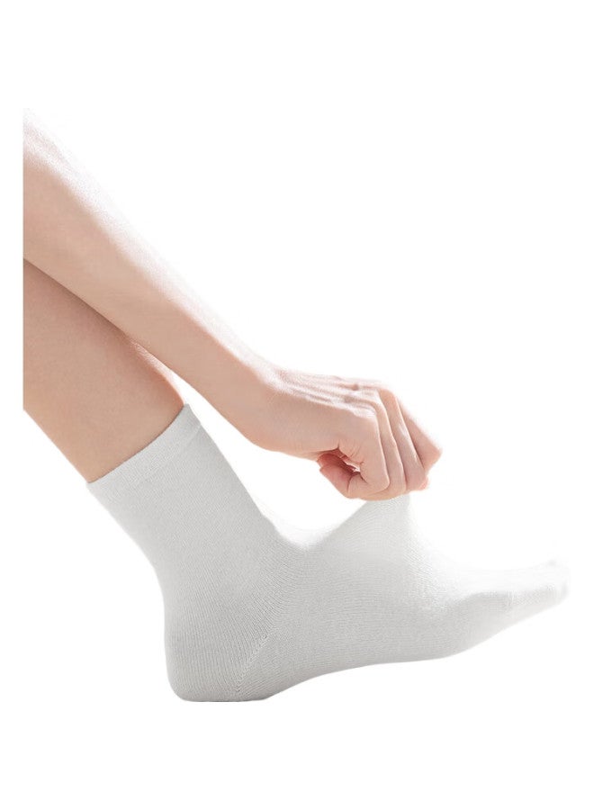 Sometimes Disposable Compression Socks Are Compressed In Bulk. These White Mid-Calf Travel Socks Are For Hotel Stays And Daily Use. 5 Pairs - Image 2