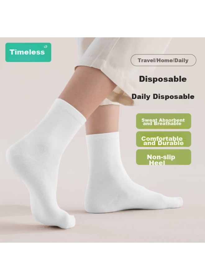 Sometimes, Disposable Compression Socks Are Compressed In Bulk. These White Mid-calf Travel Socks Are For Hotel Stays And Daily Use. 5 Pairs - Image 1
