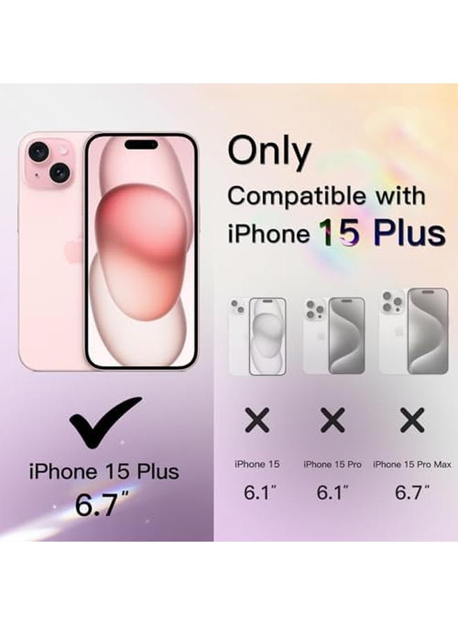 جي تيك جراب لامع لهاتف Iphone 15 Plus مقاس 6.7 بوصة متوافق مع Magsafe شفاف لطيف لامع لامع للنساء والفتيات غطاء هاتف لامع ومضاد للصدمات مغناطيسي وردي - Image 2