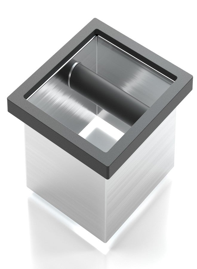 Bulipu Bottomless Coffee Knock Box, Stainless Steel Espresso Knock Box Chute for Coffee Grounds, Counter Mounted Knock Box, Open Bottom Countertop Knock Box for Commercial Coffee Shop Office Home - Image 1