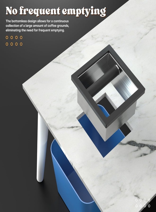Bulipu Bottomless Coffee Knock Box, Stainless Steel Espresso Knock Box Chute for Coffee Grounds, Counter Mounted Knock Box, Open Bottom Countertop Knock Box for Commercial Coffee Shop Office Home - Image 3