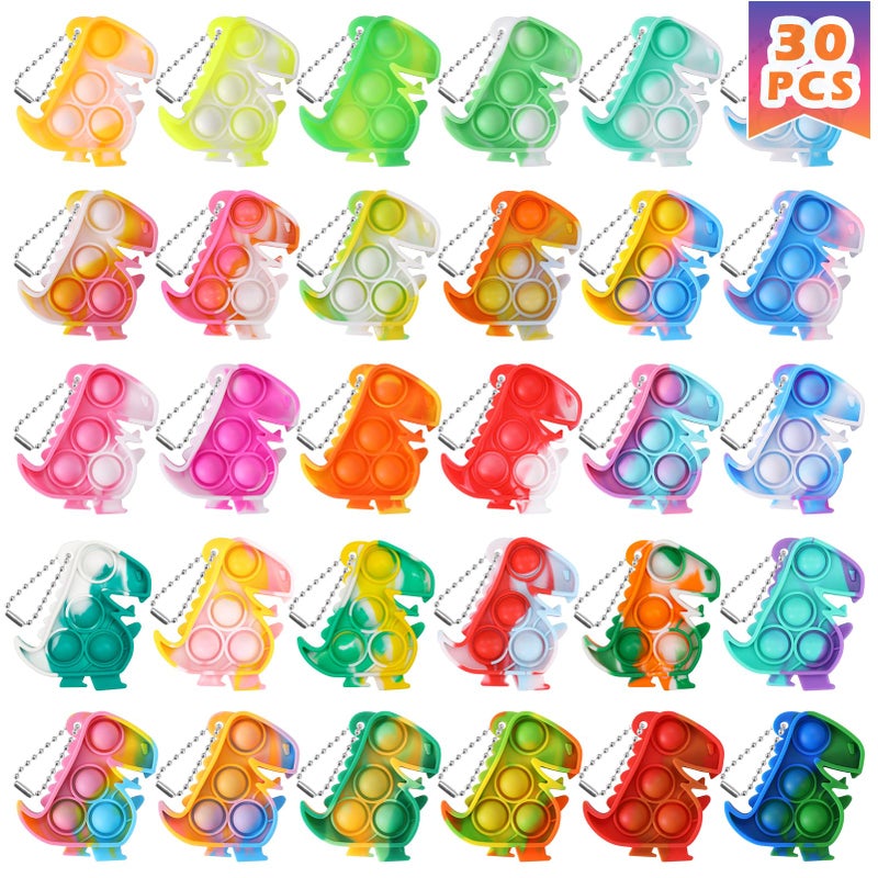 PICcircuit Dinosaur Party Favors Dinosaur Keychains Kids Party Favors Fidget Toys Bulk 30 Pack Mini Pop Fidget Keychain Its Dino Favors for Kids 48 Children Mini Supplies It Small Birthday Decorations Trinkets - Image 2